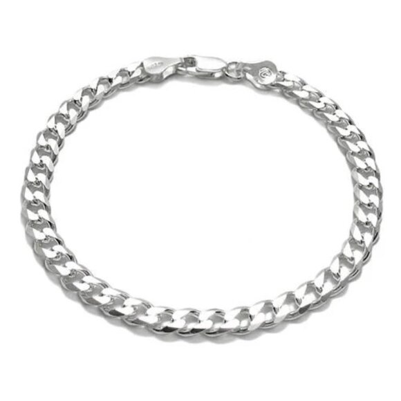 CHARMING STERLING SILVER CUBAN LINK CHAIN BRACELET - 8 INCH - Picture 6 of 16